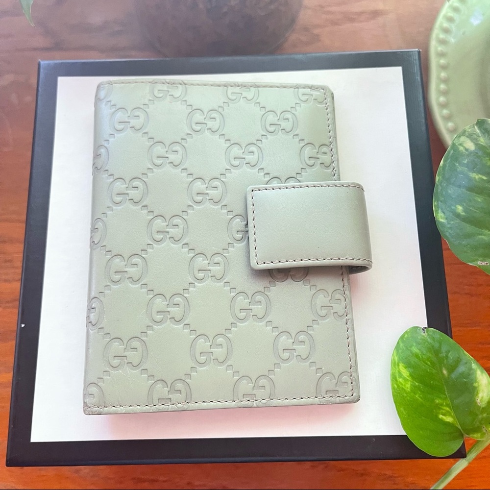 Gucci Leather Agenda/ Planner Mint Green GG Logo